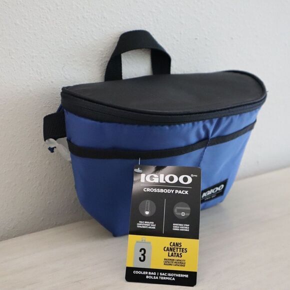 Igloo Blue Insulated Adjustable Belt Fanny Pack Crossbody 3 Can Max. Cooler Bag - Picture 8 of 9